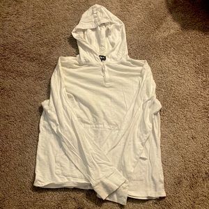 Express white hoodie with 2 buttons at the top.